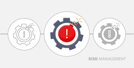risk management flat illustration, risk management solid, line icon