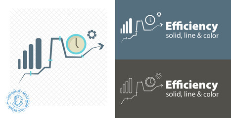 efficiency flat icon on white background with optimization line icon.