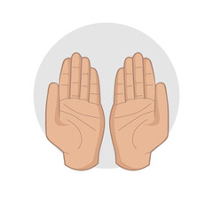 Muslim hands in pose of praying isolated illustration. praying hands flat icon on white background. praying hands clipart.