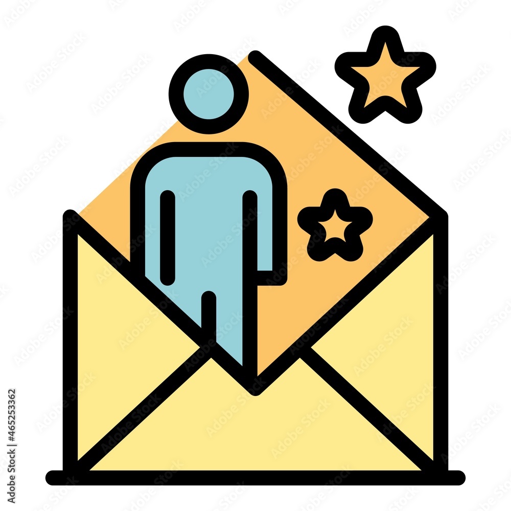 Poster man in an envelope icon. outline man in an envelope vector icon color flat isolated