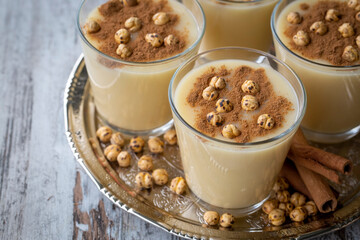 Boza or Bosa, traditional Turkish drink with roasted chickpea