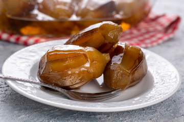 Traditional delicious Turkish dessert eggplant jam (Turkish name; patlican receli)