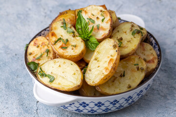 Delicious looking baked potato, food concept photo.