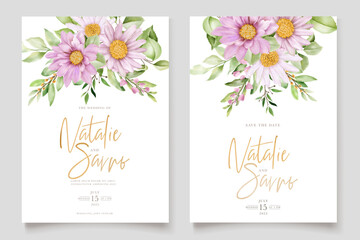 hand drawn daisy floral invitation card set 