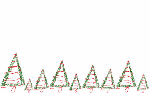 abstract christmas trees with red garlands