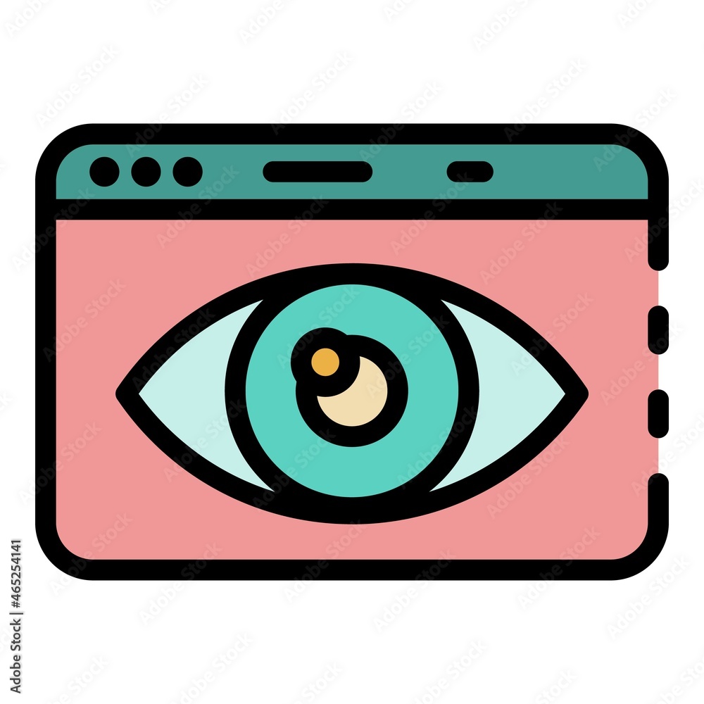 Poster eye on web application icon. outline eye on web application vector icon color flat isolated