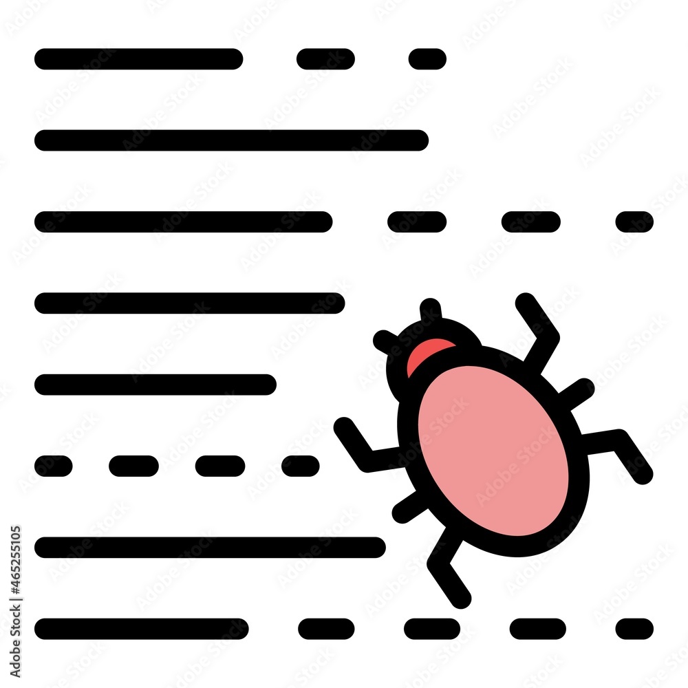 Poster bug in code icon. outline bug in code vector icon color flat isolated