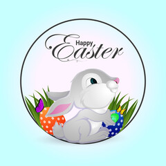 Creative colorful easter egg with green grass background