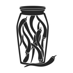 Pickled vegetables vector black icon. Vector illustration can of chilli on white background. Isolated black illustration icon of pickled vegetables.