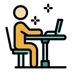 Programmer debugging icon. Outline programmer debugging vector icon color flat isolated