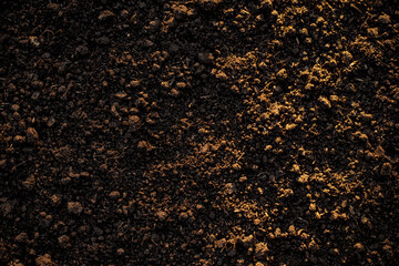 Fertile loam soil suitable for planting, soil texture background.