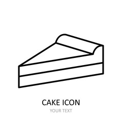 Vector illustration with cake icon. Sweet dessert. Outline drawing.
