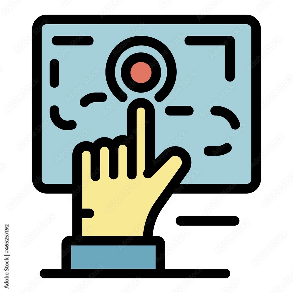 Poster point mark on the map icon. outline point mark on the map vector icon color flat isolated