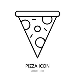 Vector illustration with pizza icon. Outline drawing.