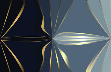 Abstract background with blue stripes with gold stroke and glow effect