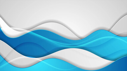 Blue and grey abstract glossy waves corporate background