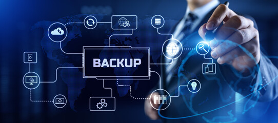 Backup Disaster recovery data protection technology concept.