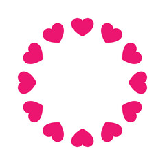 Heart Border Illustration. Circular Love Heart Border Vector Badge.