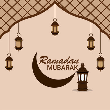 Flat design of ramadan kareem with creative lantern