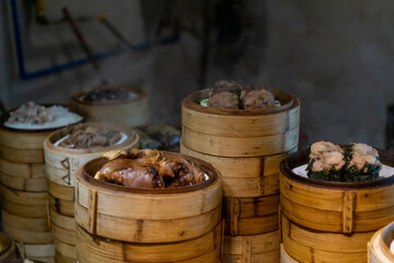 Steaming Cantonese dim sum is in the kitchen
