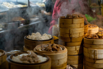 Steaming Cantonese dim sum is in the kitchen