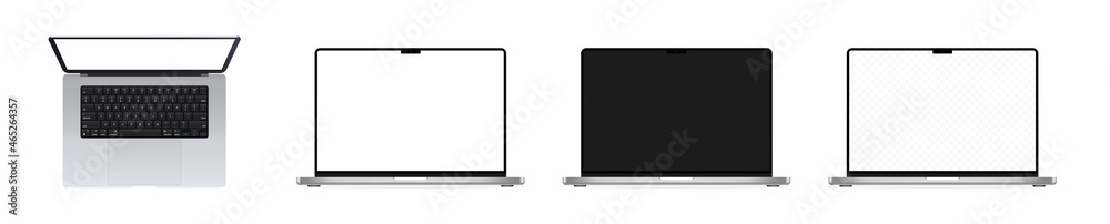 Wall mural modern laptop computer vector mockup isolated on white. laptop with blank screen silver color. vecto