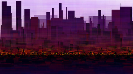 Morning City landscape abstract generative art illustration