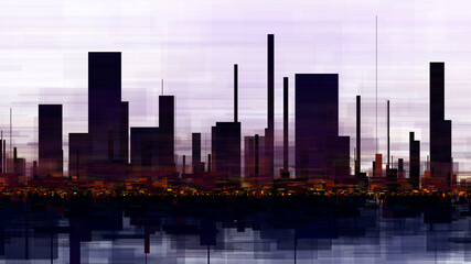 Morning City landscape abstract generative art illustration