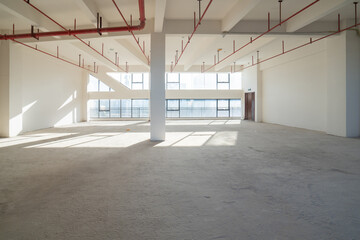 Undecorated interior space of office building