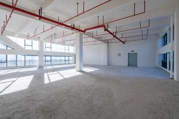 Undecorated interior space of office building