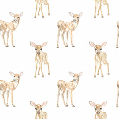 Watercolor seamless digital paper with cute deer. Perfect for printing, web, text design, souvenirs, scrapbooking and other ideas.