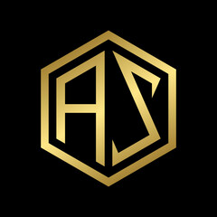 golden initial letter AZ hexagon logo design vector