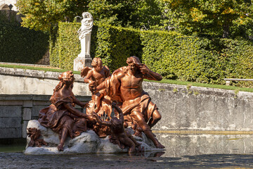 Closeup of statues in the garden of Royal Palace of La Granja de San Ildefonso, Segovia, Spain