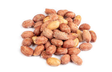 Peanuts on the white background