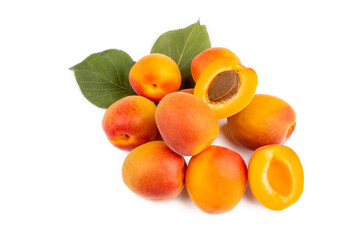 Fresh apricot fruit on the white background