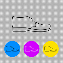 Men shoe linear outline simple transparent  icon and round icons with men's boots. Isolated vector illustration and clipart with male footwear on transparent background. 