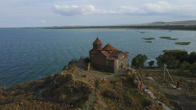 Ayrivank Monastery by Sevan Lake in Armenia, Aerial View