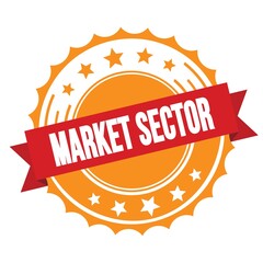MARKET SECTOR text on red orange ribbon stamp.
