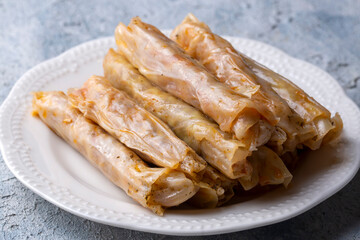 Lahana Sarma - Lahana sarmasi, Turkish traditional food,a boiled cabbage leaf that is formed into a roll with a stuffing of rice