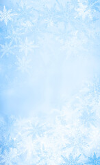 New Year's Christmas background with snowflakes, bokeh.  Blank template for a Christmas card