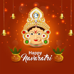 Happy navratri vector illustration goddess durga face