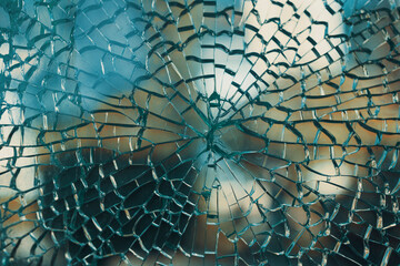 Texture of broken glass close up view 