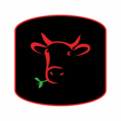 Cow product logo design icon on black rounded rectangular