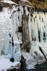 Fragment of a frozen waterfall. Chegem