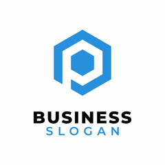 Initial Letter P monogram hexagon Logo Design Vector