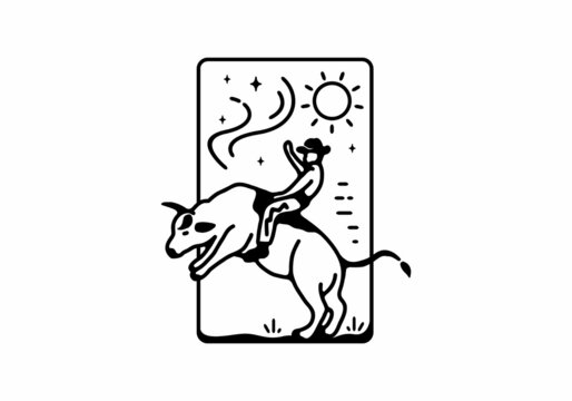 recommend clip art: Wild Rodeo line art illustration