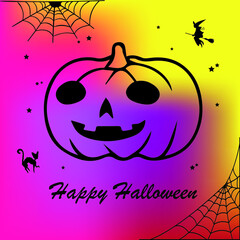 Happy Halloween Pumpkin flat color design,