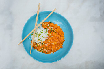 Fototapeta na wymiar Vegan Food Dish with Chopsticks