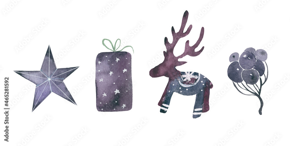 Wall mural Christmas illustrations, hand drawn elements in Scandinavian style