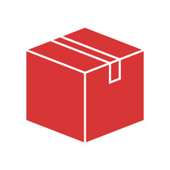Box vector icon. Red symbol
